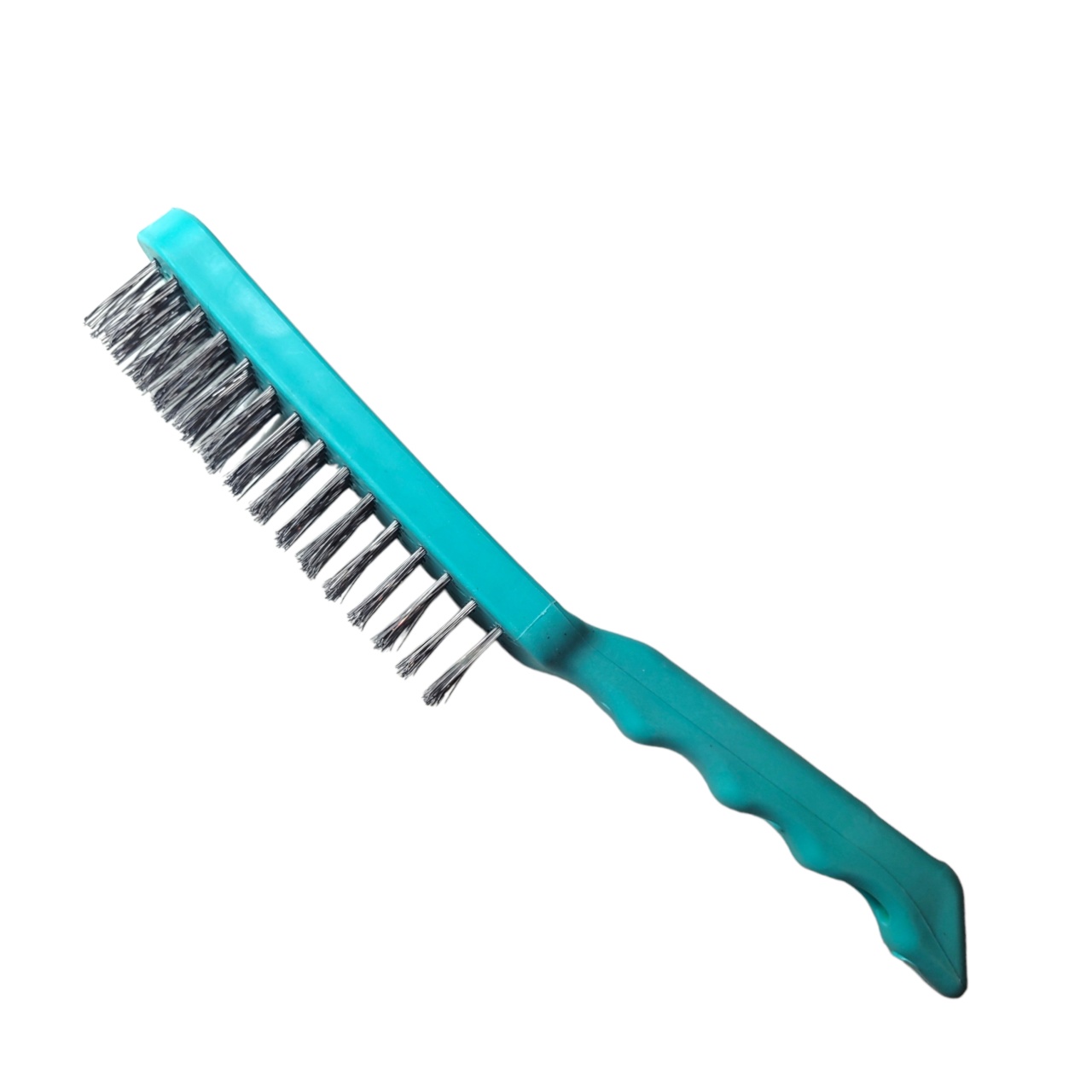 щетка металлическая ручная, 4-рядная, пластиковая ручка, желтая (3306) оптом